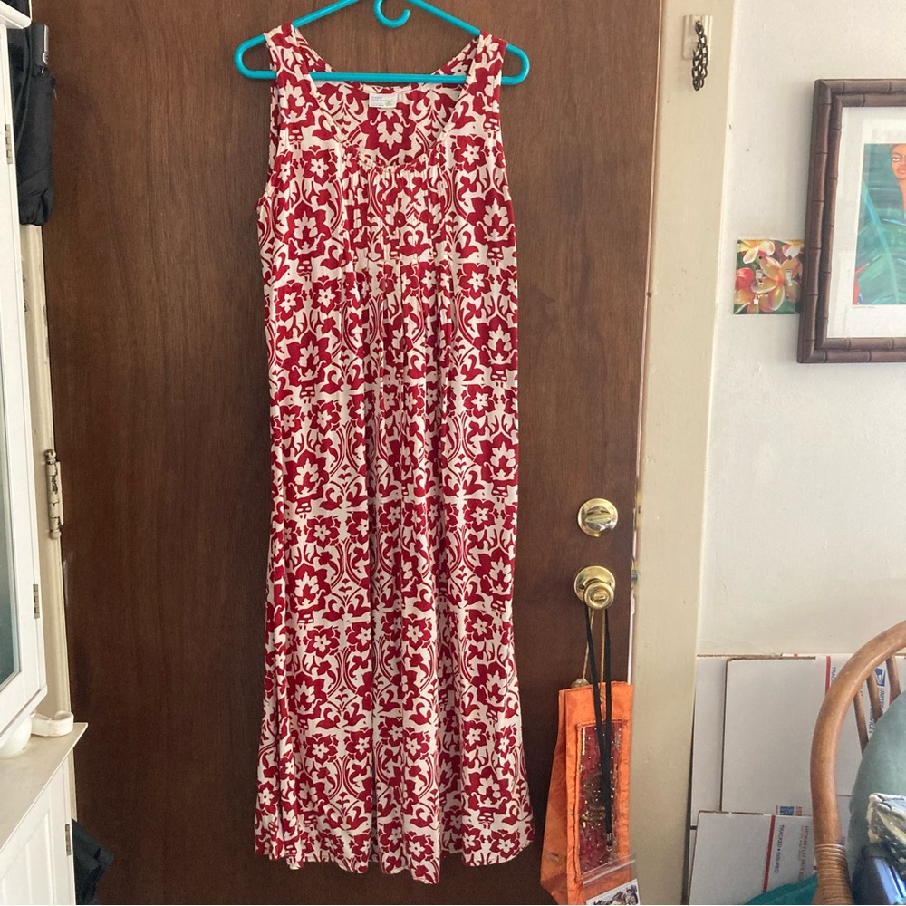 Red and White Floral Maxi Dress